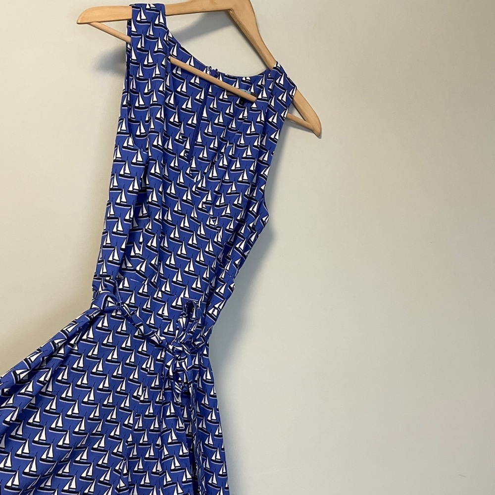 Eva Franco Anthropologie Blue Sailboat Print Maxi Leg Jumpsuit - Picture 3 of 8
